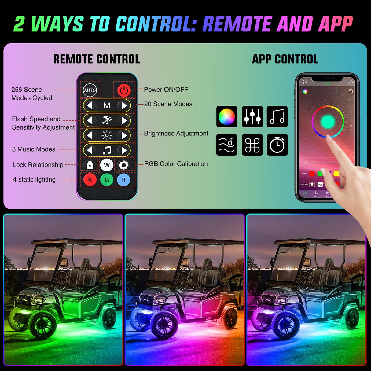 4Pcs Golf Cart Underglow Light Kit for EZGO Yamaha Club Car Nilight