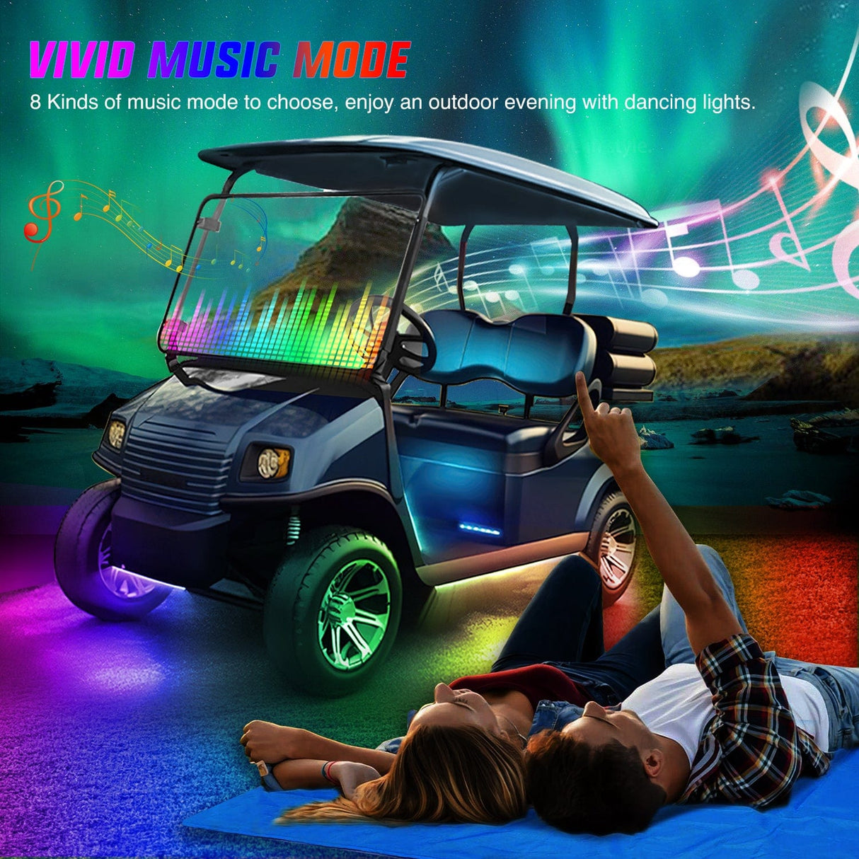 4Pcs Golf Cart Underglow Light Kit for EZGO Yamaha Club Car Nilight