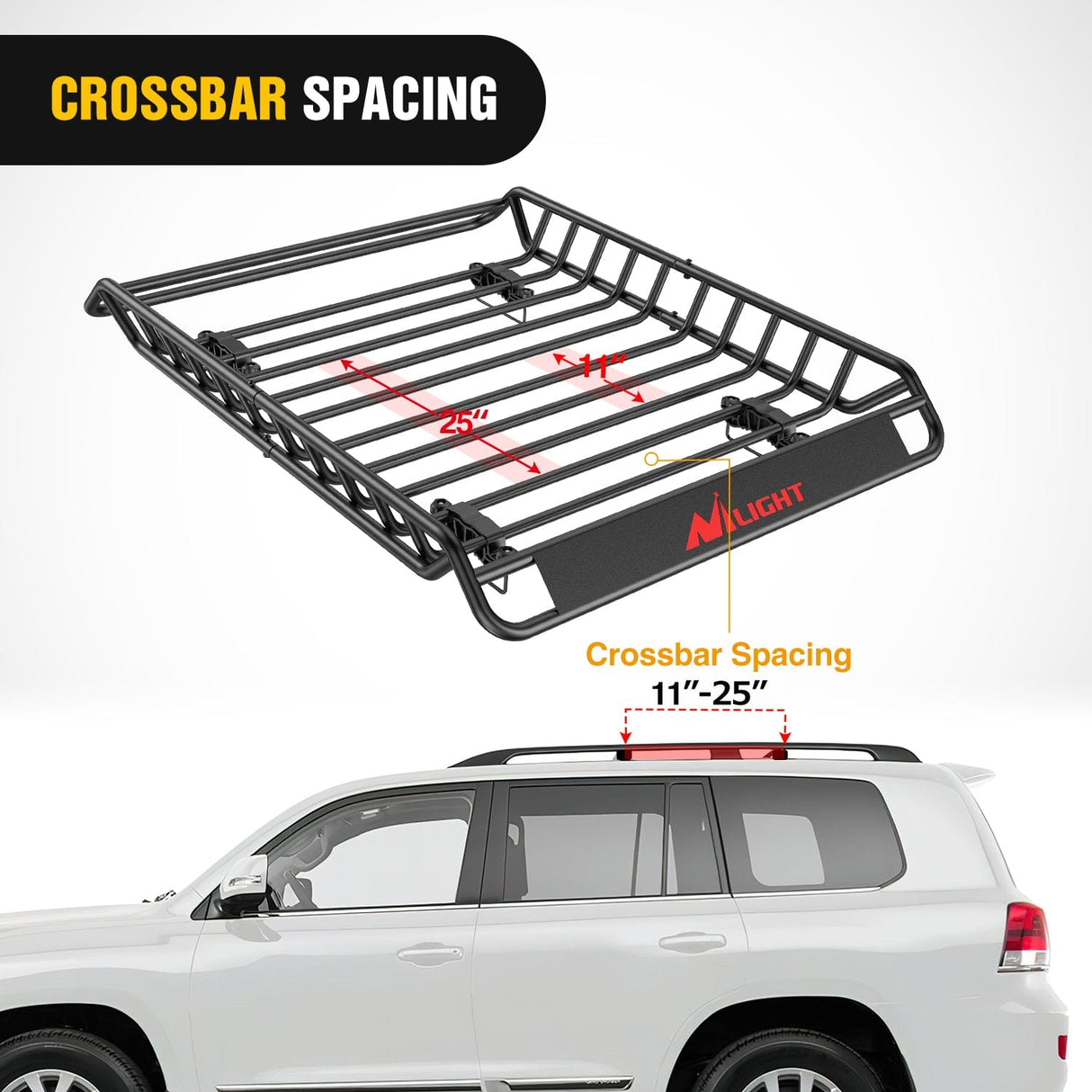 51 x 36 x 5 Inch Universal Roof Rack Cargo Basket Kit with Cargo Bag Net Ratchet Straps Nilight