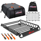 51 x 36 x 5 Inch Universal Roof Rack Cargo Basket Kit with Cargo Bag Net Ratchet Straps