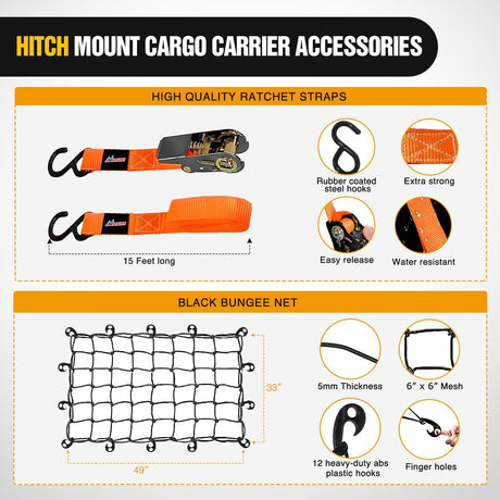 51 x 36 x 5 Inch Universal Roof Rack Cargo Basket Kit with Cargo Bag Net Ratchet Straps