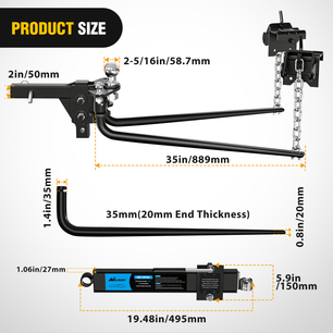 Nilight 1000 lbs Round Bar Weight Distributing Hitches Kit