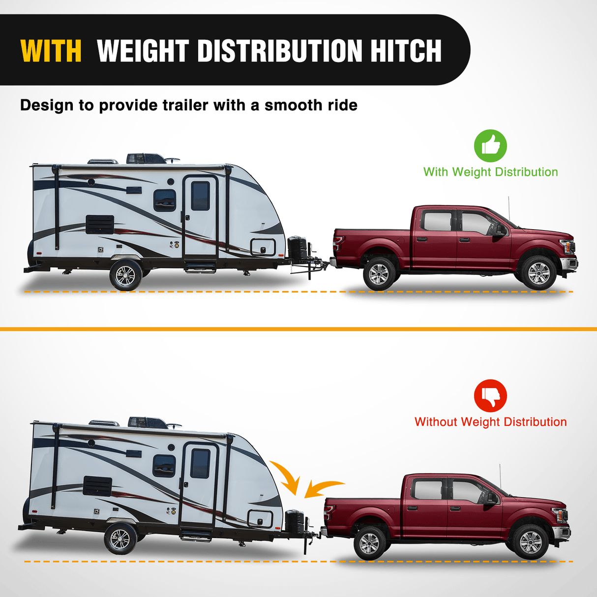 Nilight 1000 lbs Round Bar Weight Distributing Hitches Kit