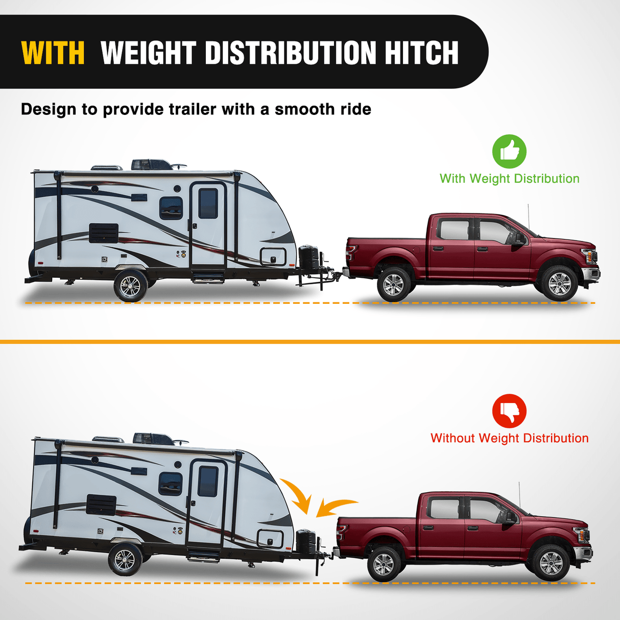 Nilight 800 lbs Round Bar Weight Distributing Hitches Kit with Sway Control