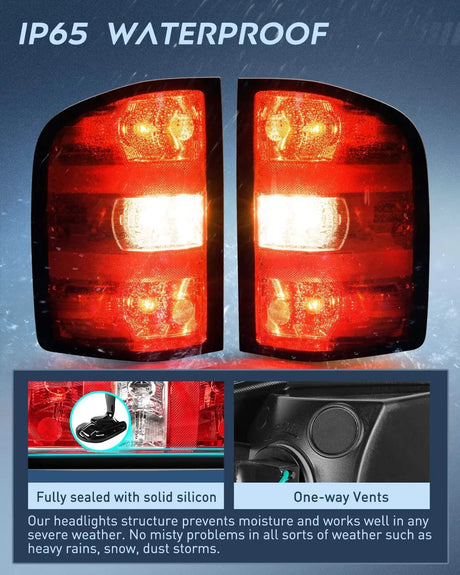 2007-2014 Chevy Silverado 1500 2500HD 3500HD 2007-2013 GMC Sierra 3500HD Taillight Assembly Rear Lamp Replacement w/Bulbs and Harness Nilight