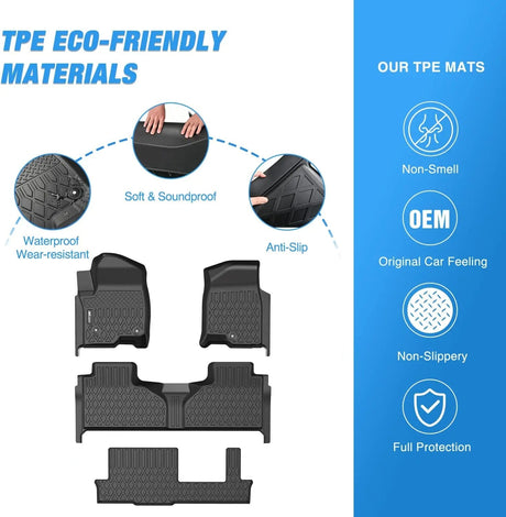 2021-2024 Chevrolet Tahoe/GMC Yukon/Cadillac Escalade 2nd Row Bench Seat TPE Floor Mats Nilight