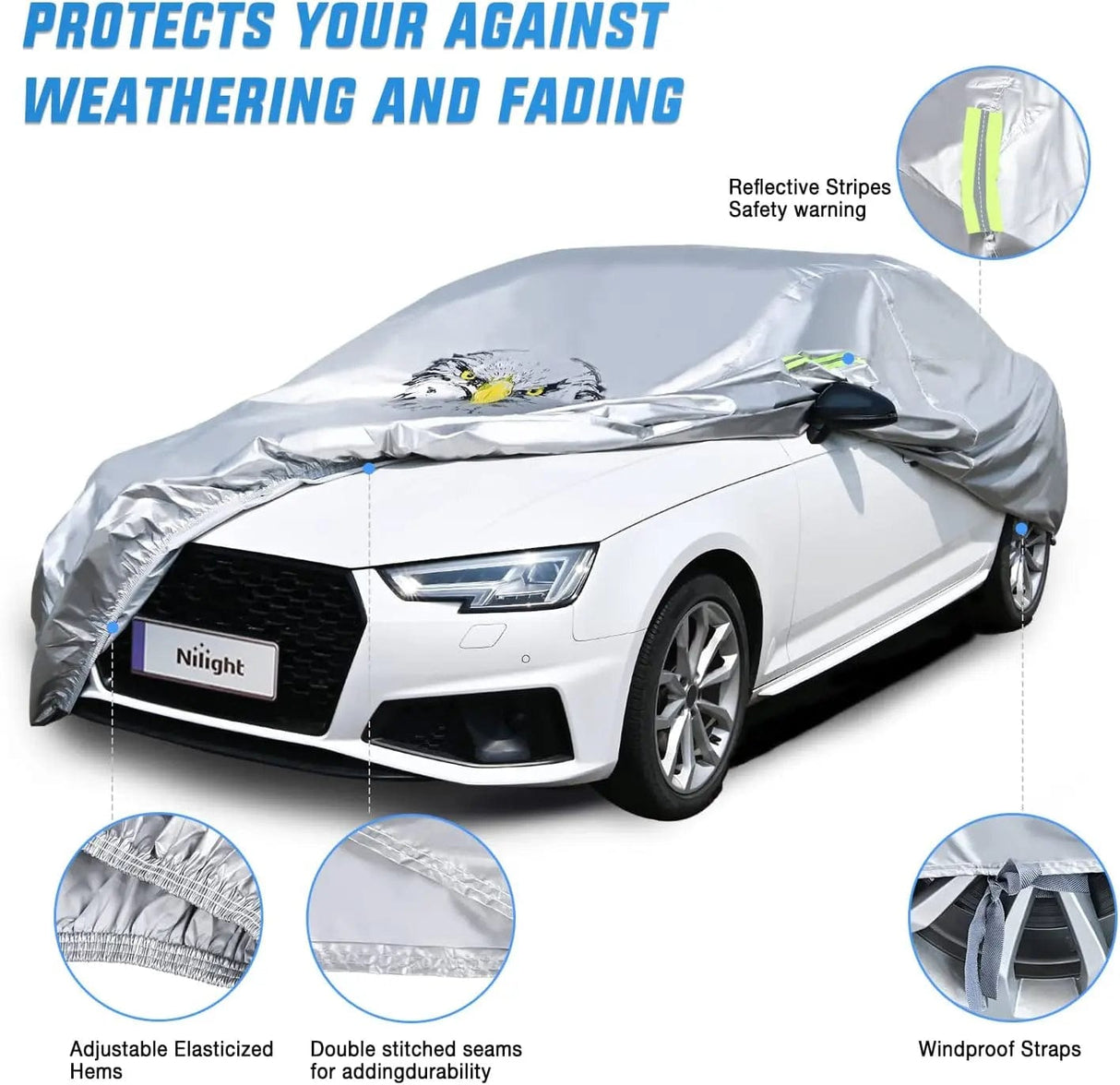 Car Cover UV Protection Length 186 to 193 inch Nilight