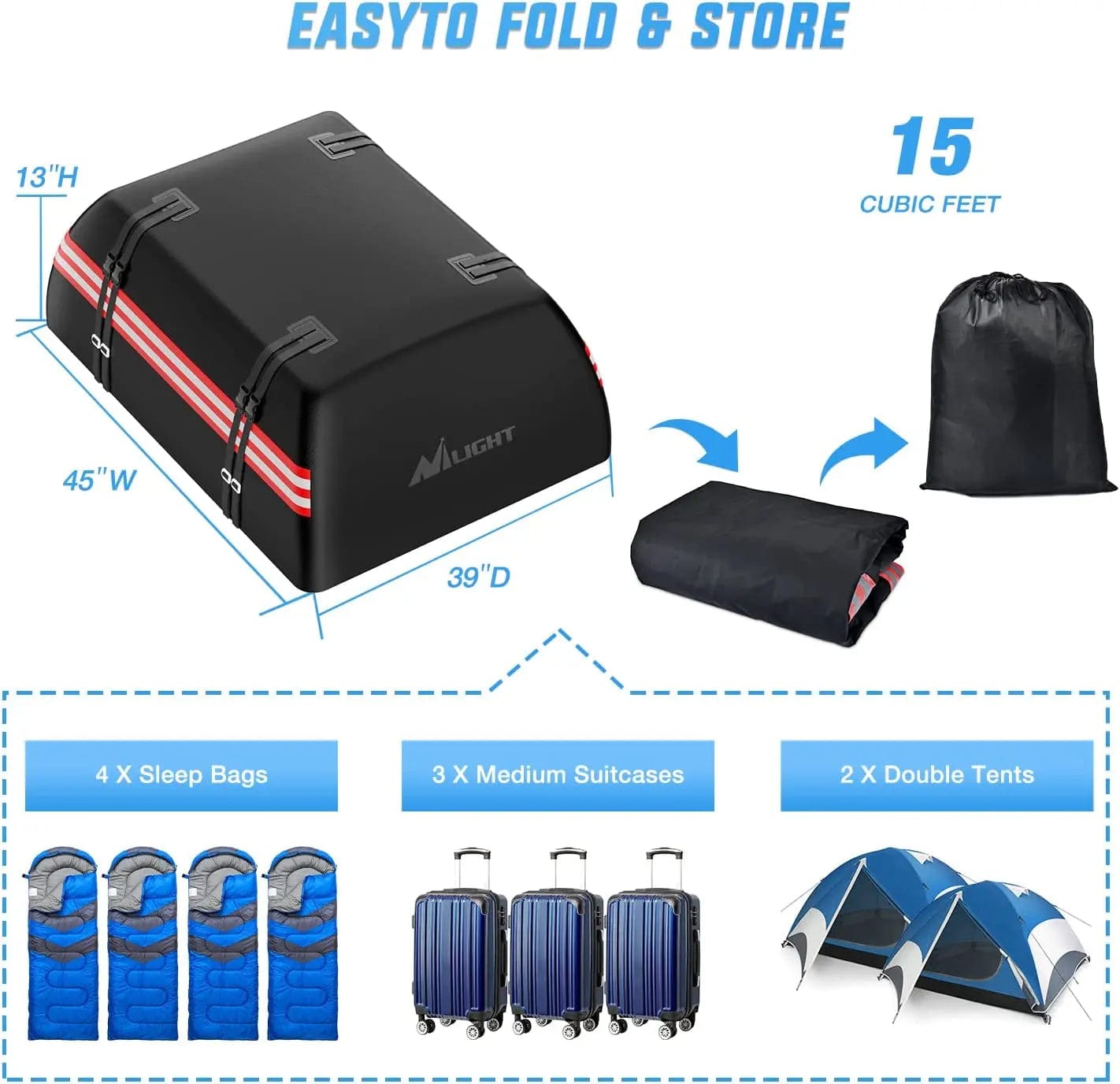 Car Roof Bag 15 Cubic Feet Nilight