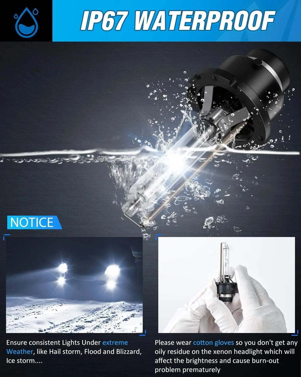 LED Headlight D2S 35W 6000K Diamond White Xenon HID Headlight Bulbs