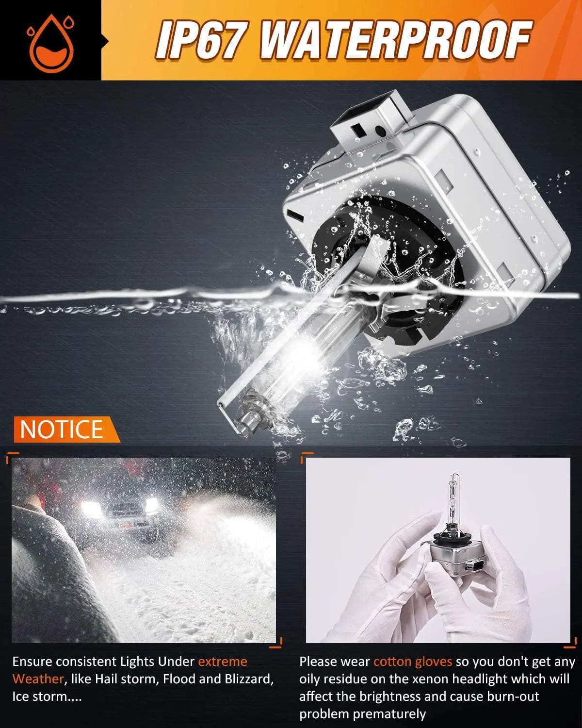 LED Headlight D3S 35W 6000K Diamond White HID Headlight Bulbs