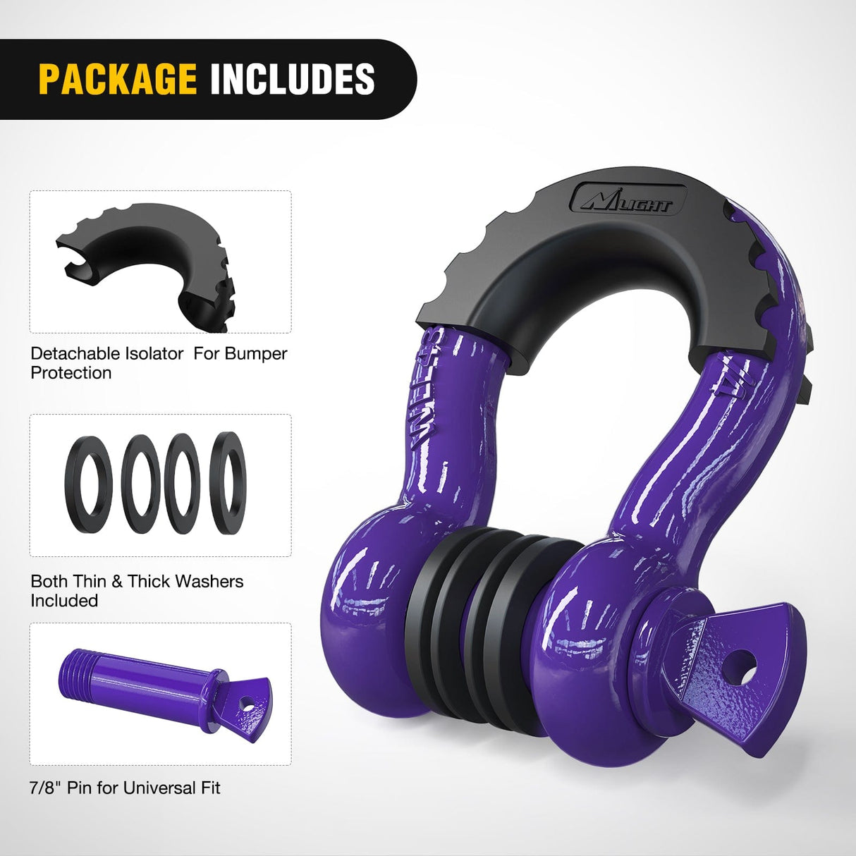 3/4 inch D-Ring Shackle Purple (Pair)