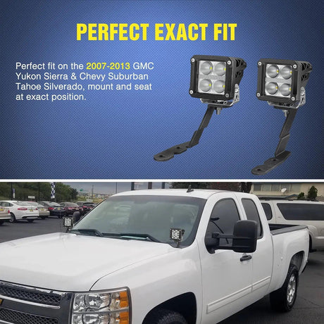 Mounting Accessory Ditch Light Hood Mounts For 2007-2013 GMC Yukon Sierra & Chevy Suburban Tahoe Silverado