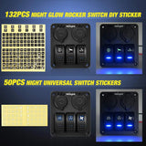 switch panel 3Gang Aluminum 5Pin ON/Off Blue Rocker Switch Panel w/ Dual USB Charger | Cigarette Lighter Socket