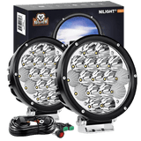 LED Work Light 7" 85W 10200LM Round Spot/Flood Built-in EMC LED Work Lights (Pair) | 14AWG DT Wire