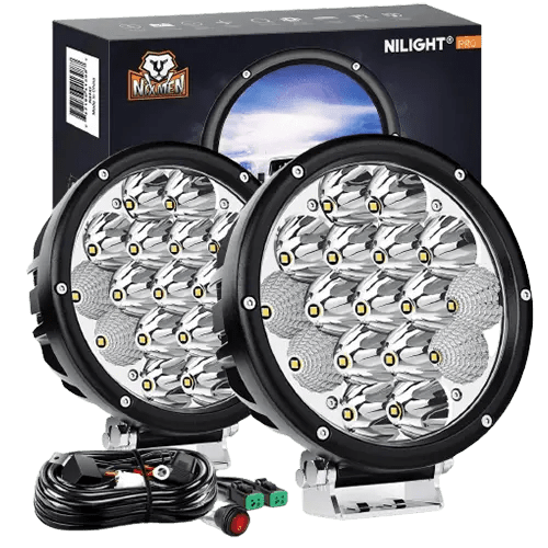 LED Work Light 7" 85W 10200LM Round Spot/Flood Built-in EMC LED Work Lights (Pair) | 14AWG DT Wire