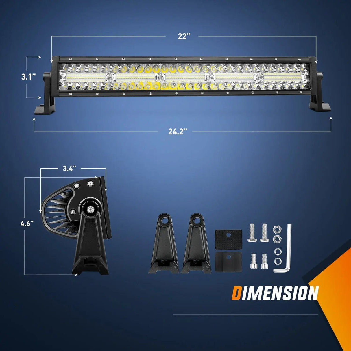 LED Light Bar 22" 480W Triple Row Spot/Flood LED Light Bar