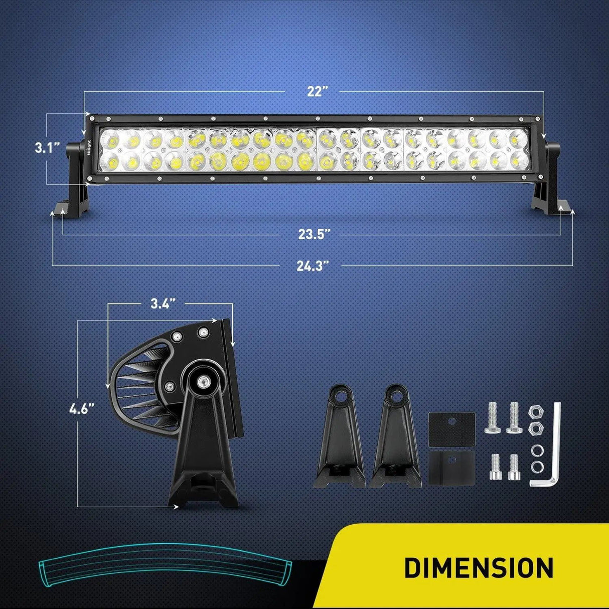 LED Light Bar 22" 120W Double Row Curved Spot/Flood LED Light Bar