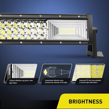 LED Light Bar 42" 648W 43000LM Triple Row Spot/Flood LED Light Bar