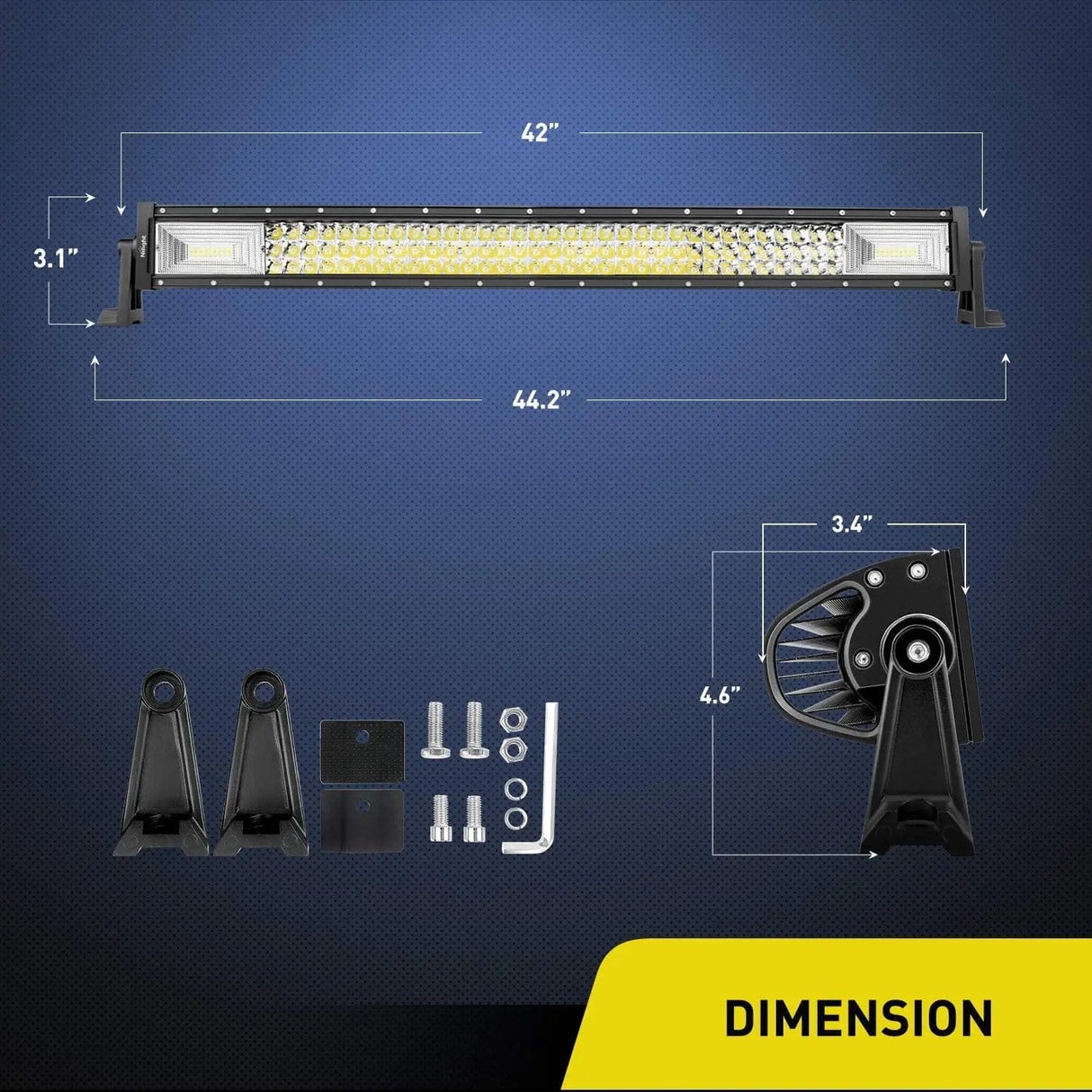 LED Light Bar 42" 648W 43000LM Triple Row Spot/Flood LED Light Bar