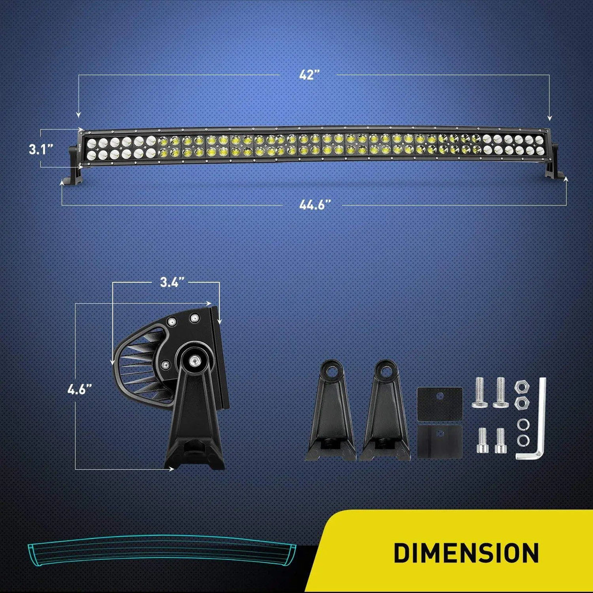 LED Light Bar 42" 240W Double Row Black Curved Spot/Flood LED Light Bar