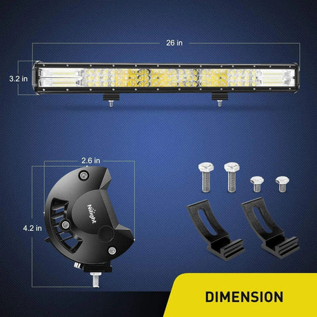 LED Light Bar 26" 360W Triple Row Spot/Flood LED Light Bar