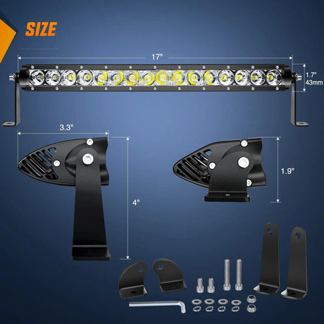 LED Light Bar 17" 80W 8000LM Slim Spot/Flood LED Light Bar