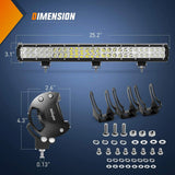 Light Bar Wiring Kit 25" 162W Double Row Spot/Flood LED Light Bar | 12FT Wire 3Pin Switch