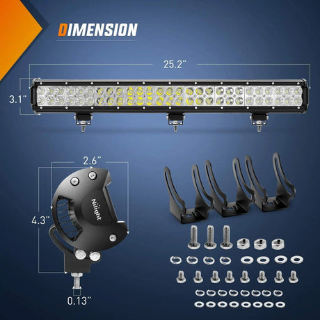 Light Bar Wiring Kit 25" 162W Double Row Spot/Flood LED Light Bar | 12FT Wire 5Pin Switch