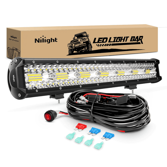 LED Light Bar 20" 420W 42000LM Triple Row Spot/Flood LED Light Bar | 16AWG Wire 3Pin Switch