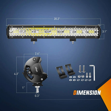 LED Light Bar 20" 420W 42000LM Triple Row Spot/Flood LED Light Bar | 16AWG Wire 3Pin Switch