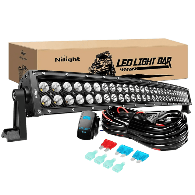 LED Light Bar 32" 180W 11675LM Double Row Black Curved Spot/Flood LED Light Bar | 16AWG Wire 5Pin Switch