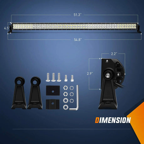 Light Bar Wiring Kit 52" Double Row Spot/Flood LED Light Bar | 4" 18W Spot LED Pods (Pair) | 12FT Wire 3Pin Switch