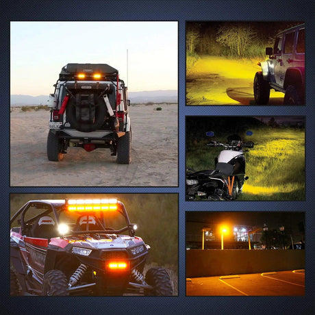 LED Light Bar 6.5" 120W Triple Row Amber White Spot/Flood LED Light Bars (Pair)