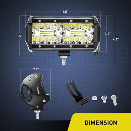 LED Light Bar 6.5" 120W Triple Row Spot/Flood LED Light Bars (Pair)