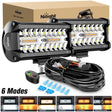 Light Bar Wiring Kit 6.5" 120W Triple Row Amber White Spot/Flood LED Light Bars (Pair) | 16AWG DT Wire