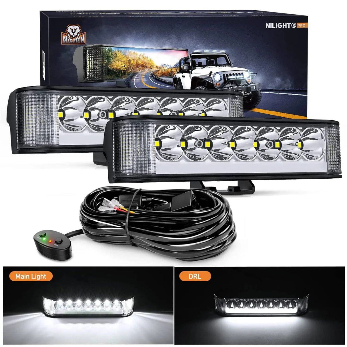 LED Light Bar 6.5" 20W 2089LM Side Shooter DRL Spot/Flood LED Light Bars (Pair) | 16AWG DT Wire