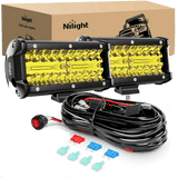 Light Bar Wiring Kit 6.5" 120W Triple Row Amber Spot/Flood LED Light Bars (Pair) | 16AWG Wire 3Pin Switch