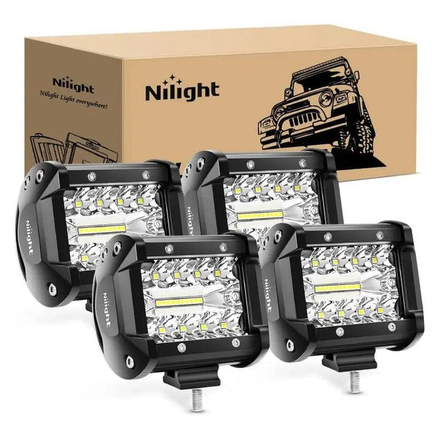 LED Light Bar 4" 60W 6000LM Triple Row Spot/Flood LED Pods (2 Pairs)