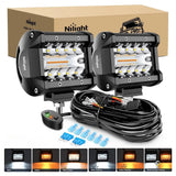 Light Bar Wiring Kit 4" 60W Triple Row Amber White Spot/Flood LED Pods (Pair) | 16AWG DT Wire