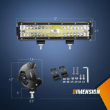 Light Bar Wiring Kit 12" 300W 30000LM Triple Row Spot/Flood Led Light Bar Kit | 16AWG Wire 3Pin Switch