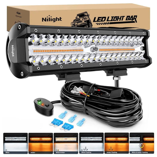 12 Inch 72W Double Row Spot Flood Led Light Bar | 16AWG Wire 5Pin