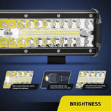 12 Inch 300W 30000LM Triple Row Spot/Flood Led Light Bar Kit | 16AWG Wire Nilight