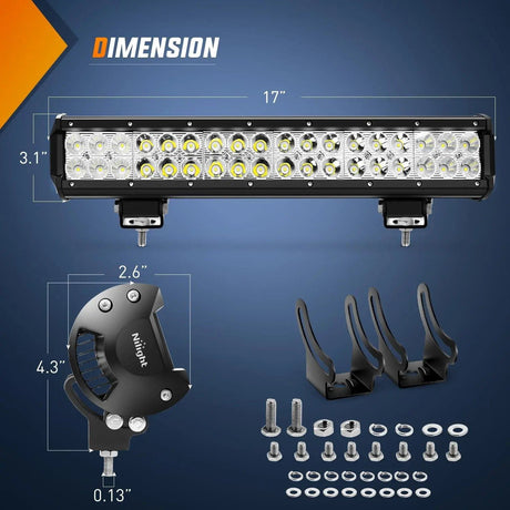 LED Light Bar 17" 108W Double Row Spot/Flood Led Light Bar