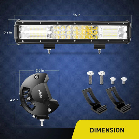 LED Light Bar 15" 216W 21600LM Triple Row Spot/Flood Led Light Bar