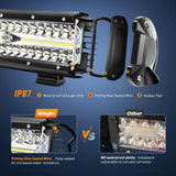 LED Light Bar 12" 300W 30000LM Triple Row Spot/Flood Led Light Bar