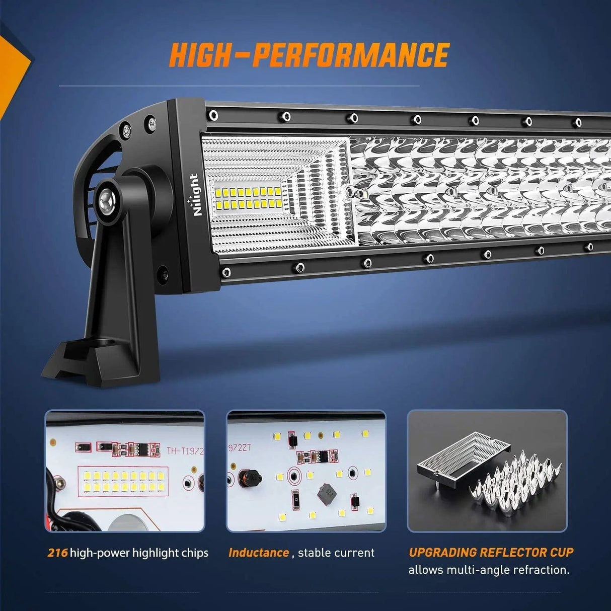 LED Light Bar 52" 783W 49500LM Triple Row Spot/Flood Led Light Bar