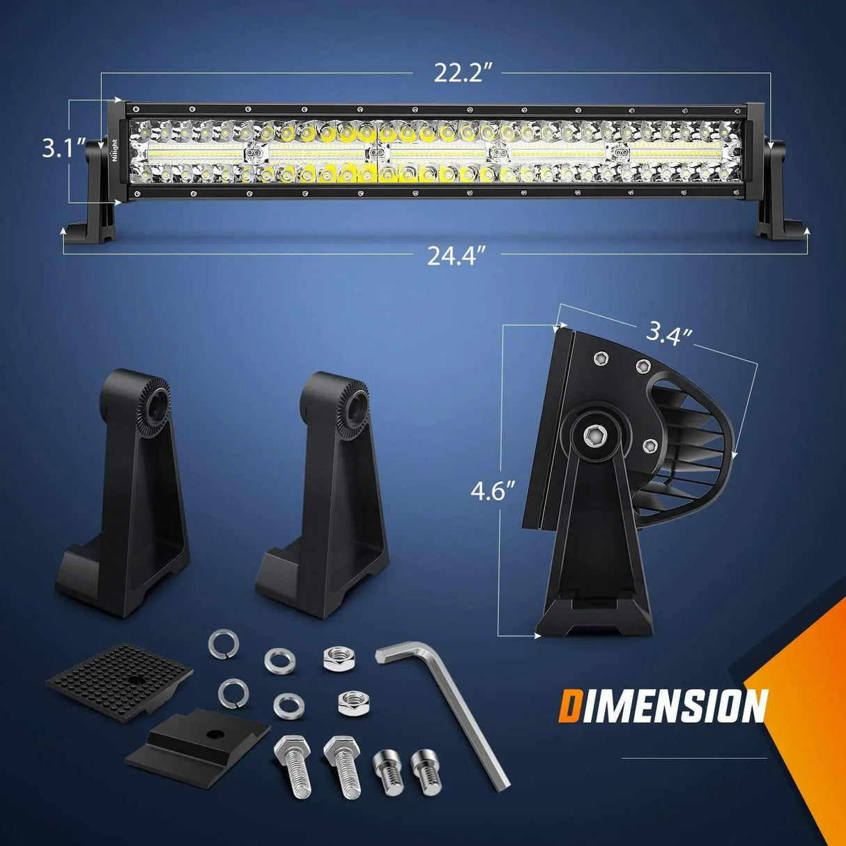 Light Bar Wiring Kit 22" 480W 28800LM Triple Row Spot/Flood Led Light Bar | 12FT Wire 3Pin Switch