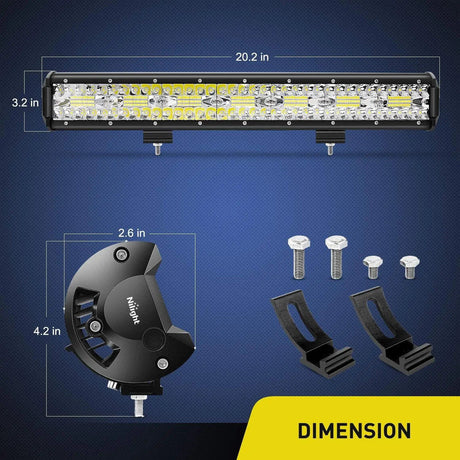 Light Bundle 20" 420W Triple Row Spot/Flood Led Light Bar | 4Pcs 4" 60W Triple Row Combo Light Pods