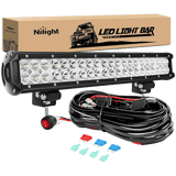 LED Light Bar 20" 126W Double Row Spot/Flood Led Light Bars | 16AWG Wire 3Pin Switch