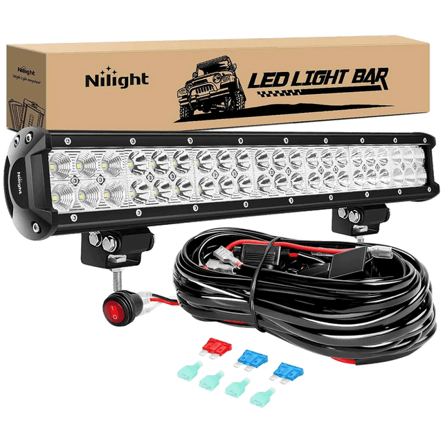 LED Light Bar 20" 126W Double Row Spot/Flood Led Light Bars | 16AWG Wire 3Pin Switch